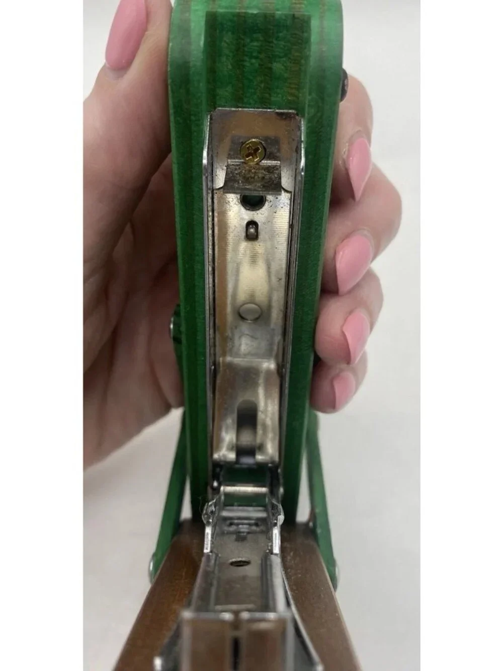 Anthropologie Green Wood Grasshopper Mini Stapler Office Desk Decor Collectible
